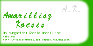 amarillisz kocsis business card